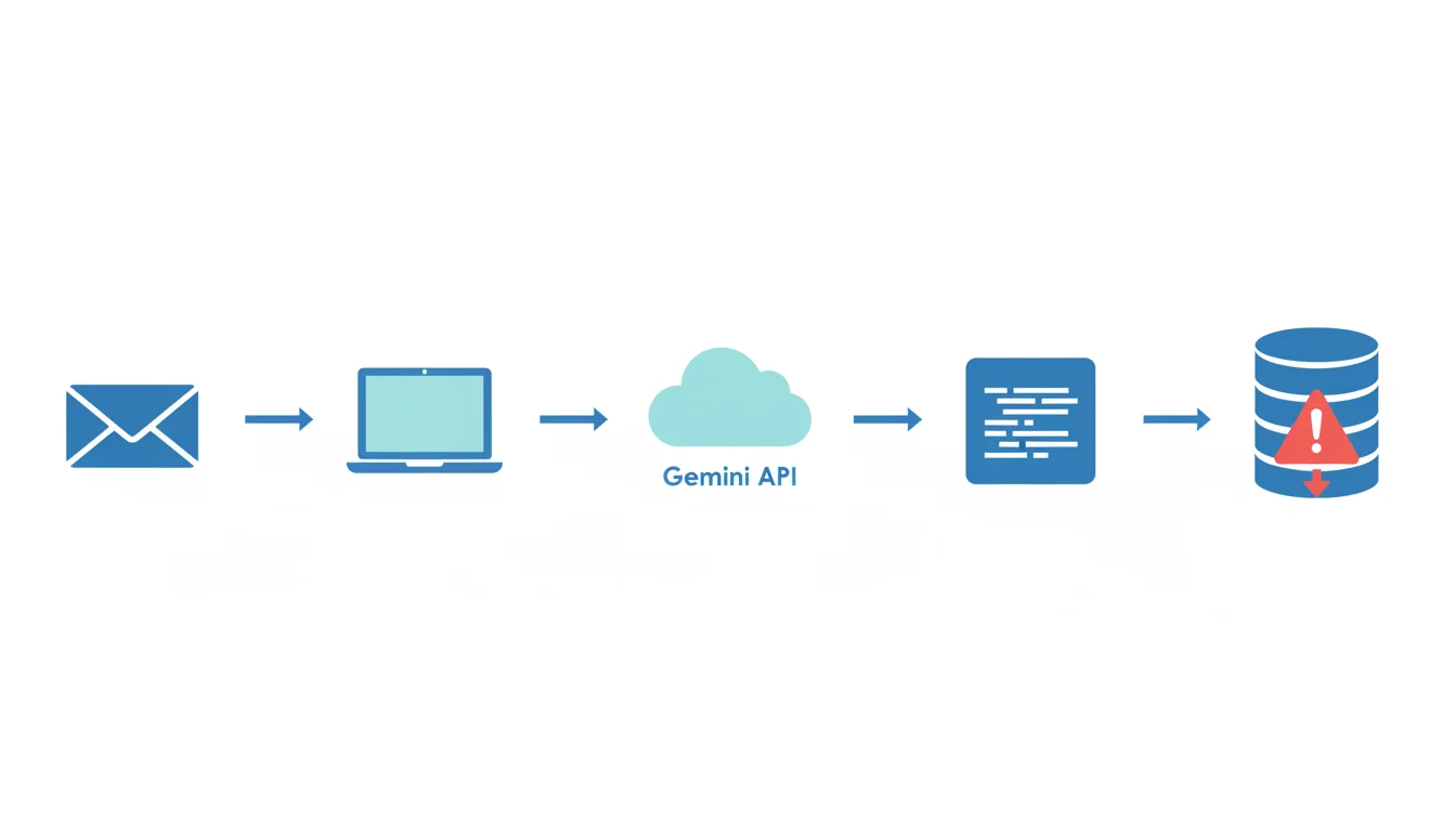Diagram showing the three-stage HONESTCUE attack chain: downloader, Gemini API call, and in-memory code execution